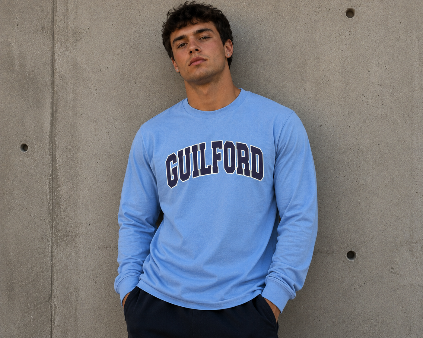 GHS - Long Sleeve - Guilford - CBlue w/ Navy and White