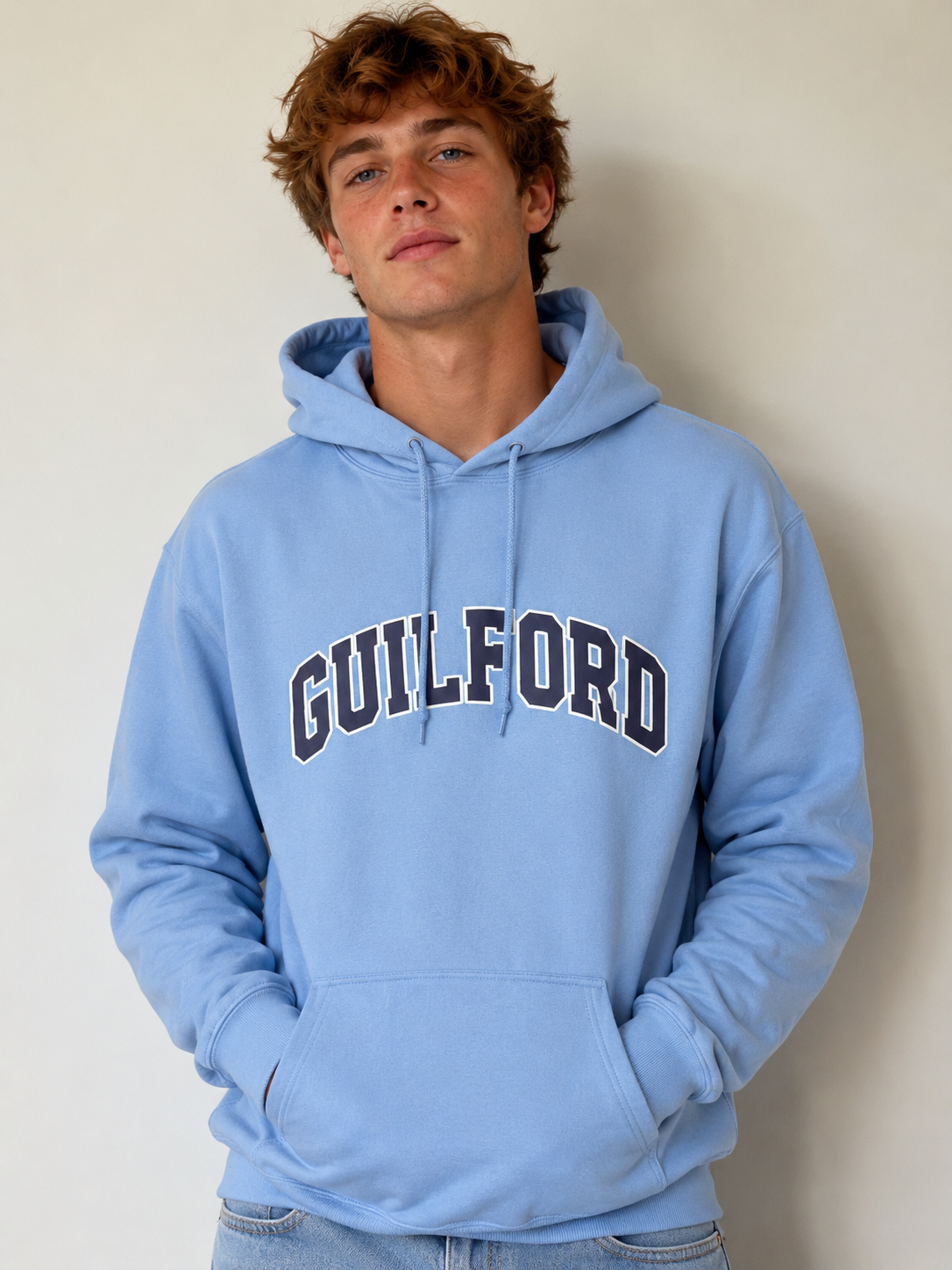 GHS - Hoodie - Guilford - Columbia Blue with Navy letters and White outline