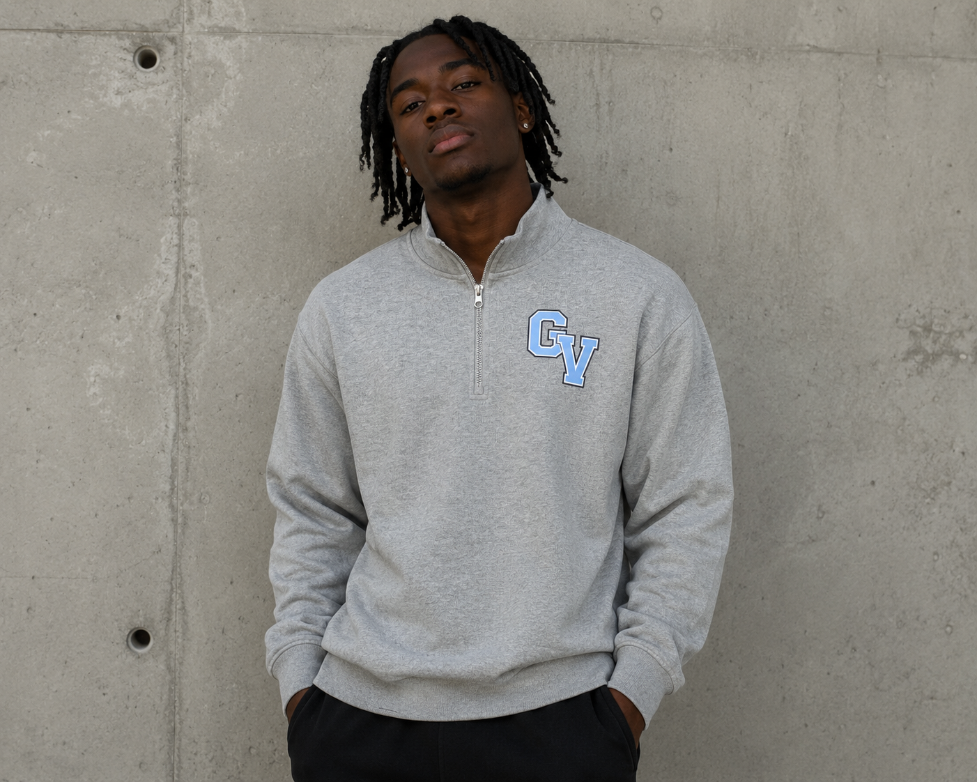 GHS - Quarter Zip - GV - Gray w/ Blue