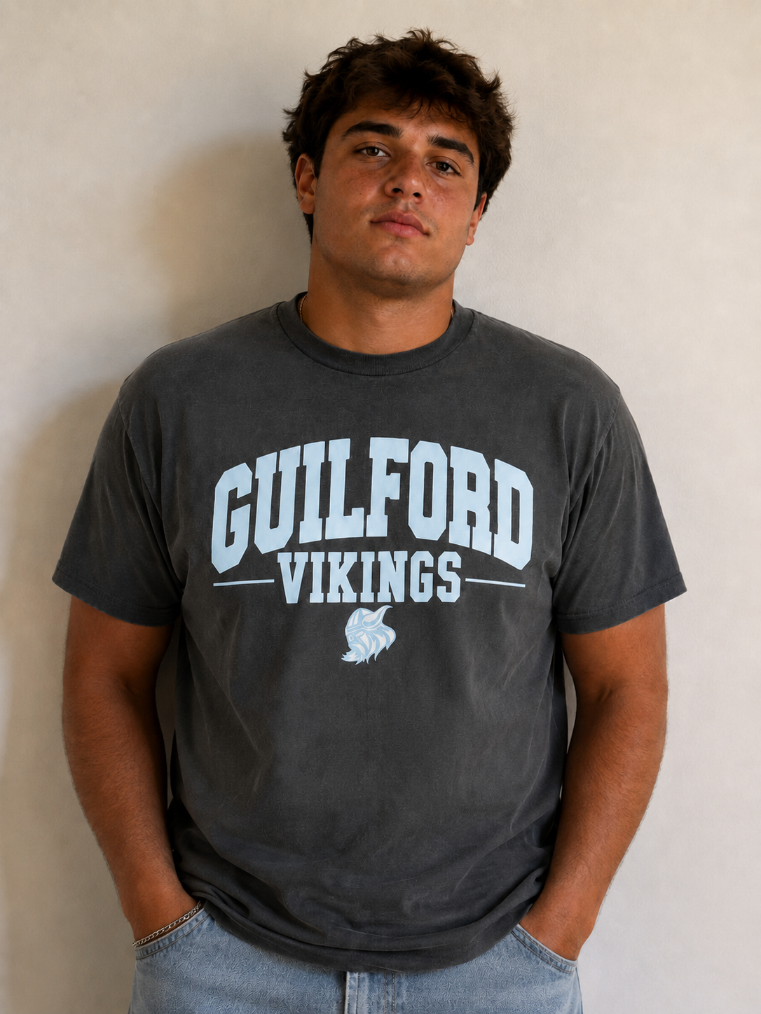 GHS - T-Shirt - Guilford Vikings - Gray w/ Blue